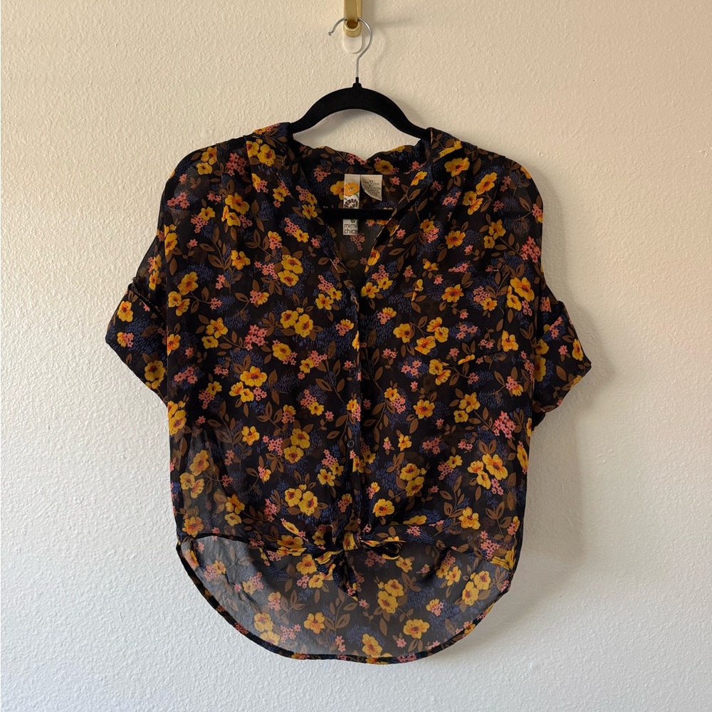 Floral Black Sheer Women's Top